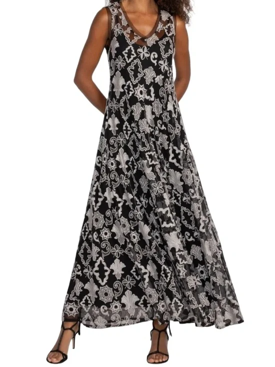Johnny Was Mazzy Bias Dress, an elegant A-line maxi designed for flared, size S - Picture 5 of 16